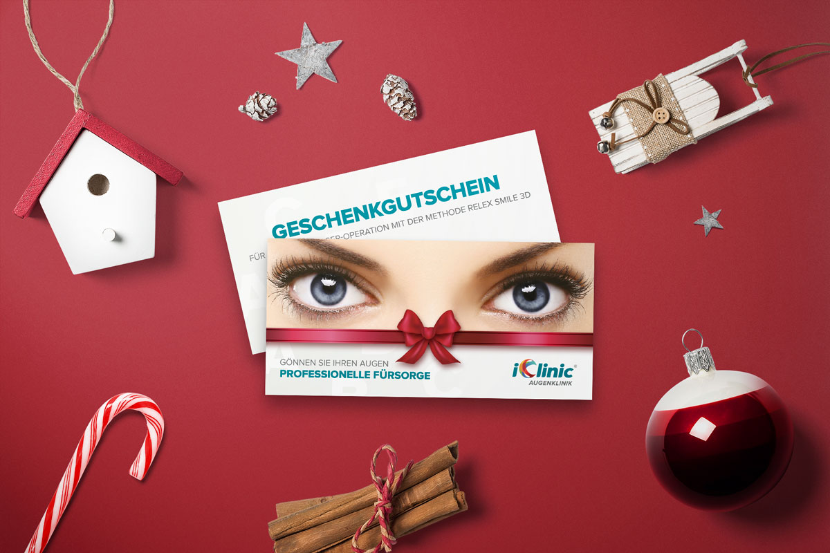 Geschenkgutscheine für eine Augenlaser-Operation mit der Relex SMILE oder Z-LASIK Premium Methode.